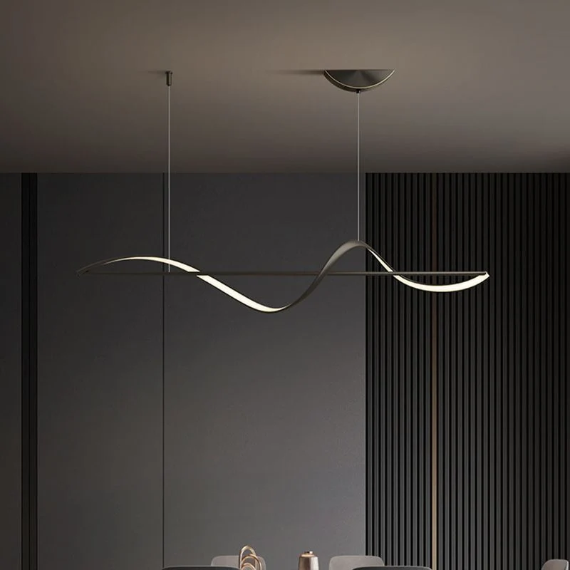 Hanglamp Metaal Golfvorm Minimalistische Design Galerij Messing Zwart LED Dimbaar Woonkamer Slaapkamer Eetkamer | Sansoti