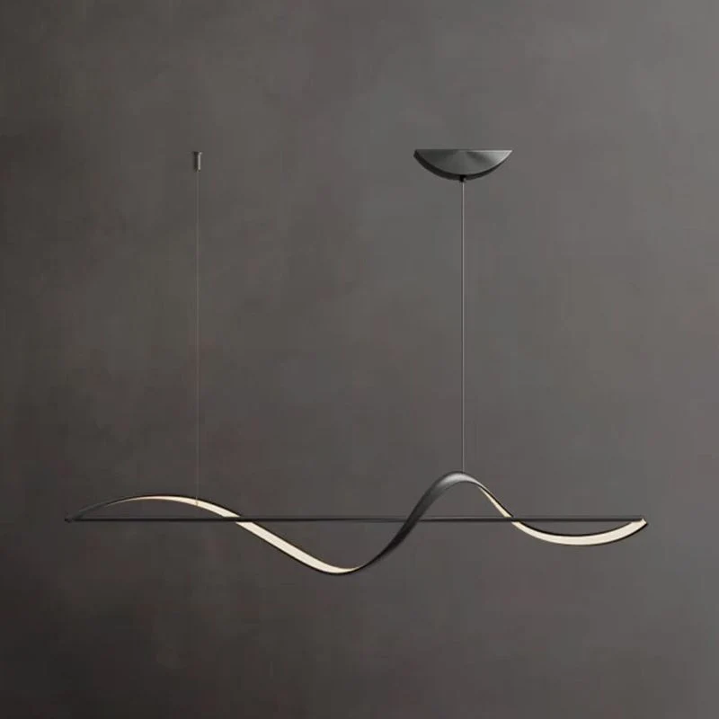 Hanglamp Metaal Golfvorm Minimalistische Design Galerij Messing Zwart LED Dimbaar Woonkamer Slaapkamer Eetkamer | Sansoti