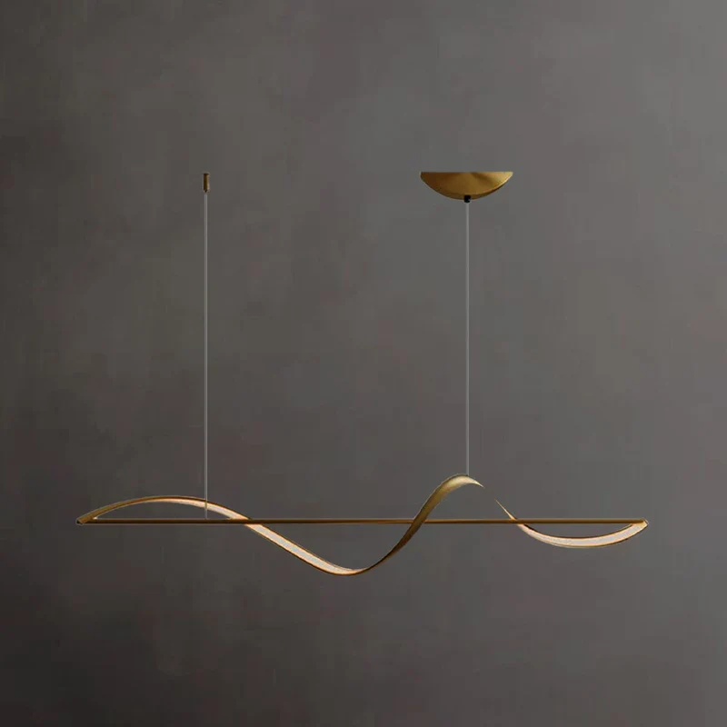 Hanglamp Metaal Golfvorm Minimalistische Design Galerij Messing Zwart LED Dimbaar Woonkamer Slaapkamer Eetkamer | Sansoti