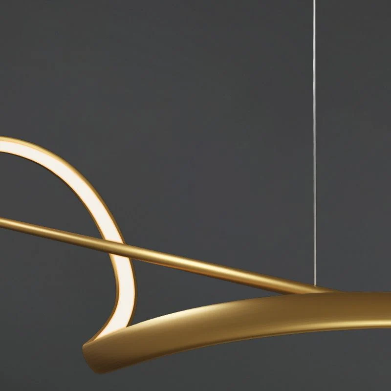Hanglamp Metaal Golfvorm Minimalistische Design Galerij Messing Zwart LED Dimbaar Woonkamer Slaapkamer Eetkamer | Sansoti