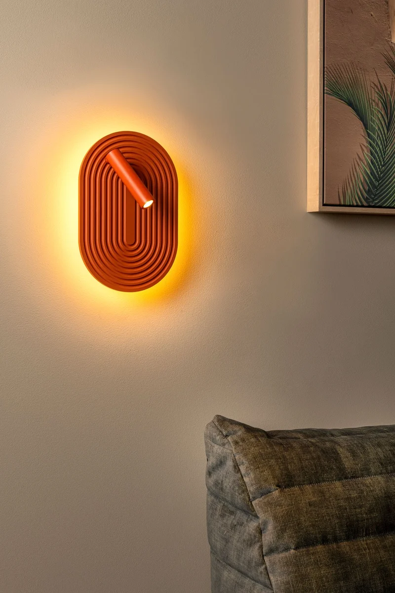 LED-Wandleuchte Carmino schwenkbar Holz Terrakotta