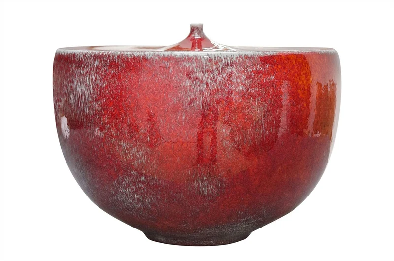 Casa Padrino Luxus Vase Orange Ø 33 x H. 25,5 cm - Breite Deko Vase aus Steingut in kräftigem Orange - Luxus Deko Accessoires