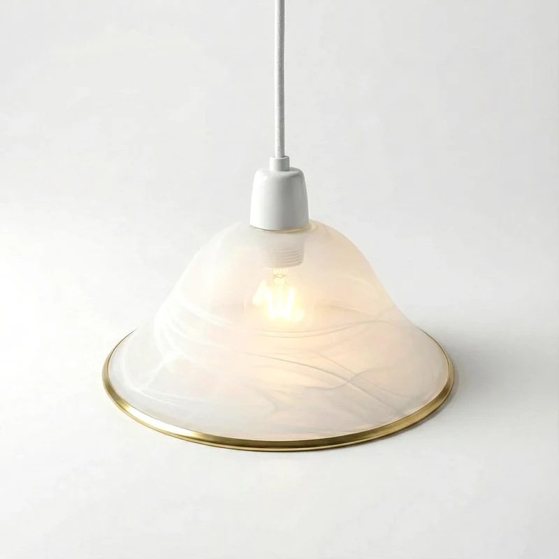 Einfach Anzubringender Glaslampenschirm Ø 30cm - Alabaster-Optik ~3556
