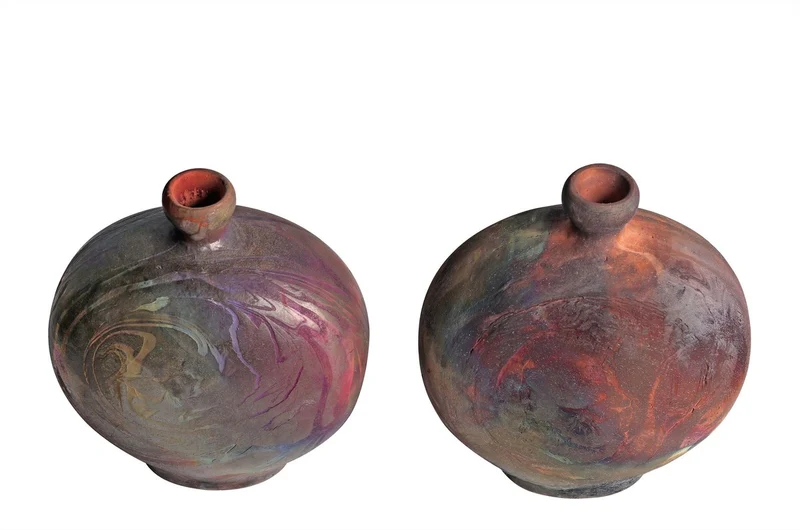 Casa Padrino Luxus Vase Kupferfarben 33 x 13 x H. 37 cm - Raku Vase aus Steingut mit Copper Matt Glasur und Marmoreffekt - Luxus Deko Accessoires