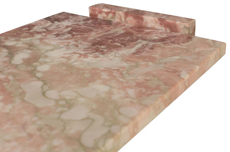 Casa Padrino Luxus Marmor Tablett Rosa 40 x 25 x H. 6 cm - Rechteckiges Tablett mit Rand aus hochwertigem Rosalia Pink Marmor - Luxus Deko Accessoires