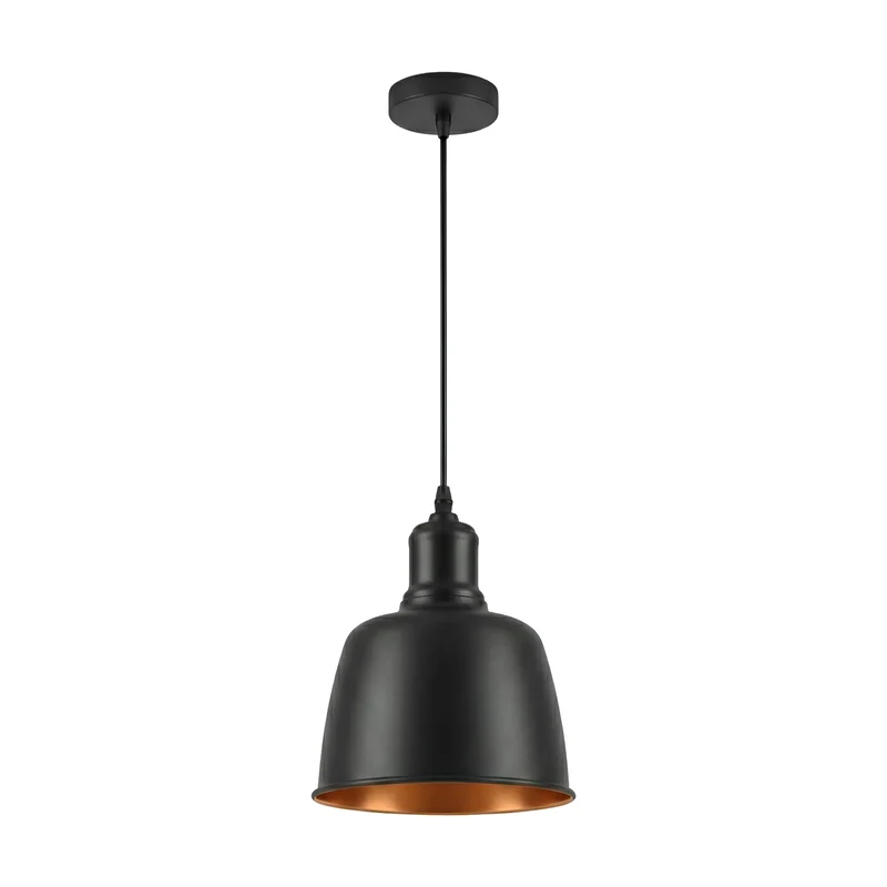 Industrielampe schwarz gold hängelampe einflammig ~3504