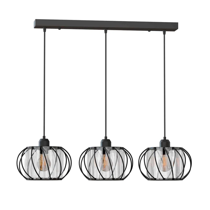 Hängeleuchte mit 3-flammige Kristallglas-Schirm | Decken Pendelleuchte~3608