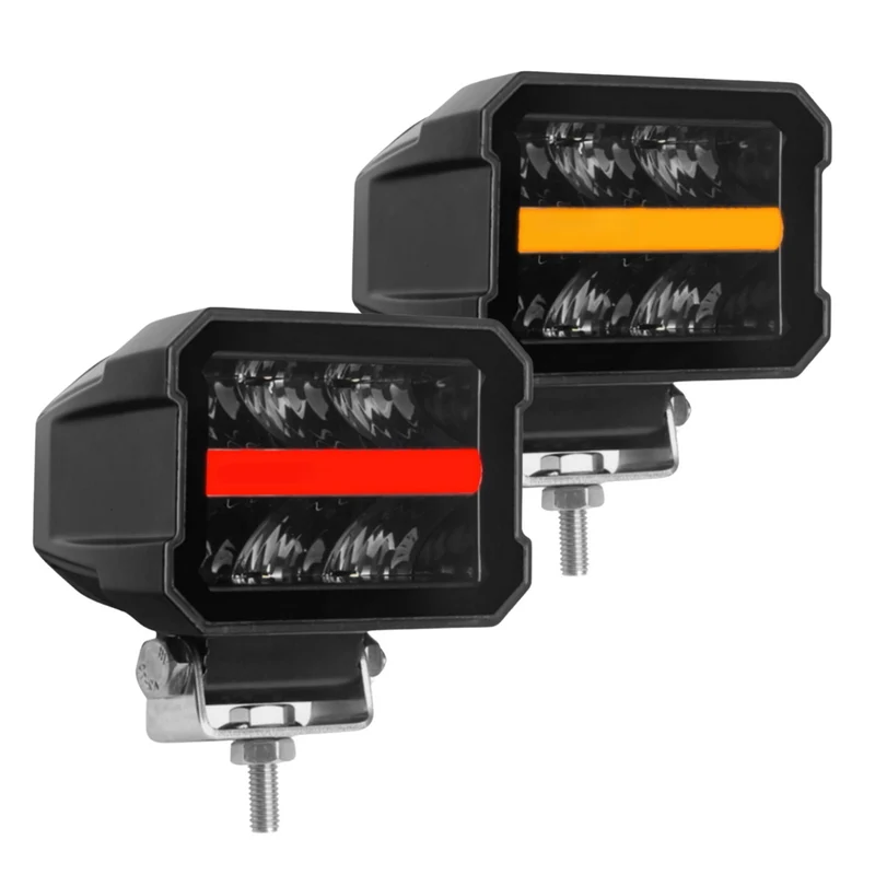 LED-Arbeitsleuchte im dunklen Look mit roter/gelber Positionslichtleiste