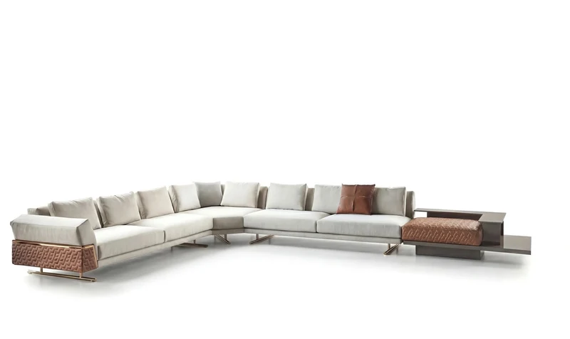 Casa Padrino Luxus Ecksofa Weiß / Grau - Hochwertige Verarbeitung - Moderne Wohnzimmer Möbel - Luxus Qualität