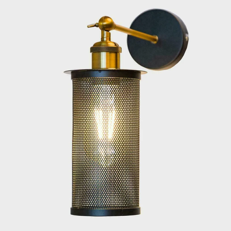 Industrie Nachttisch Wandleuchte mit Metallkäfig Design ~3591