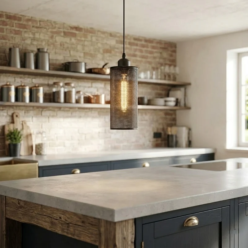 Zylinder Pendelleuchte Lochblech – Modern Loft Hängelampe Gitter | Höhenverstellbar | E27 ~3589