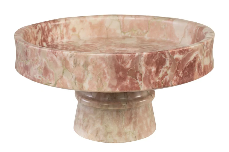 Casa Padrino Luxus Marmor Schale Rosa 30 x 30 x H. 15 cm - Weit geöffnete Schale auf rundem Fuß aus hochwertigem Rosalia Pink Marmor - Luxus Deko Accessoires