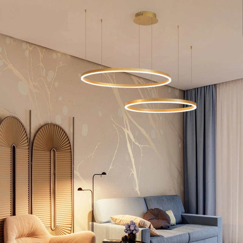Moderne Hanglamp Cirkelvorm Metaal LED Dimbaar Zwart Goud Bruin Woonkamer Eetkamer Slaapkamer Verstelbaar | Sansoti