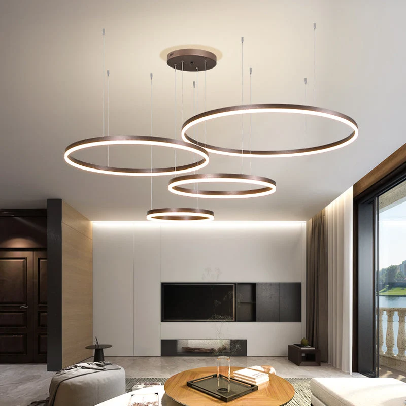 Moderne Hanglamp Cirkelvorm Metaal LED Dimbaar Zwart Goud Bruin Woonkamer Eetkamer Slaapkamer Verstelbaar | Sansoti