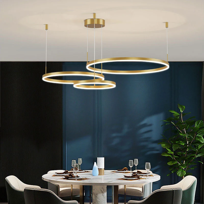 Moderne Hanglamp Cirkelvorm Metaal LED Dimbaar Zwart Goud Bruin Woonkamer Eetkamer Slaapkamer Verstelbaar | Sansoti