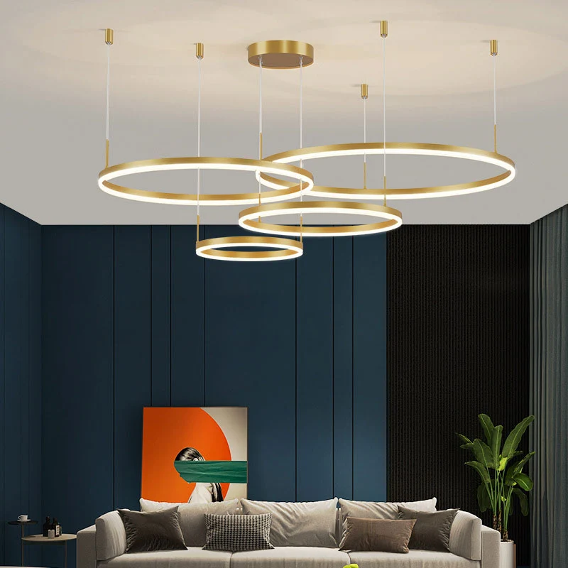 Moderne Hanglamp Cirkelvorm Metaal LED Dimbaar Zwart Goud Bruin Woonkamer Eetkamer Slaapkamer Verstelbaar | Sansoti