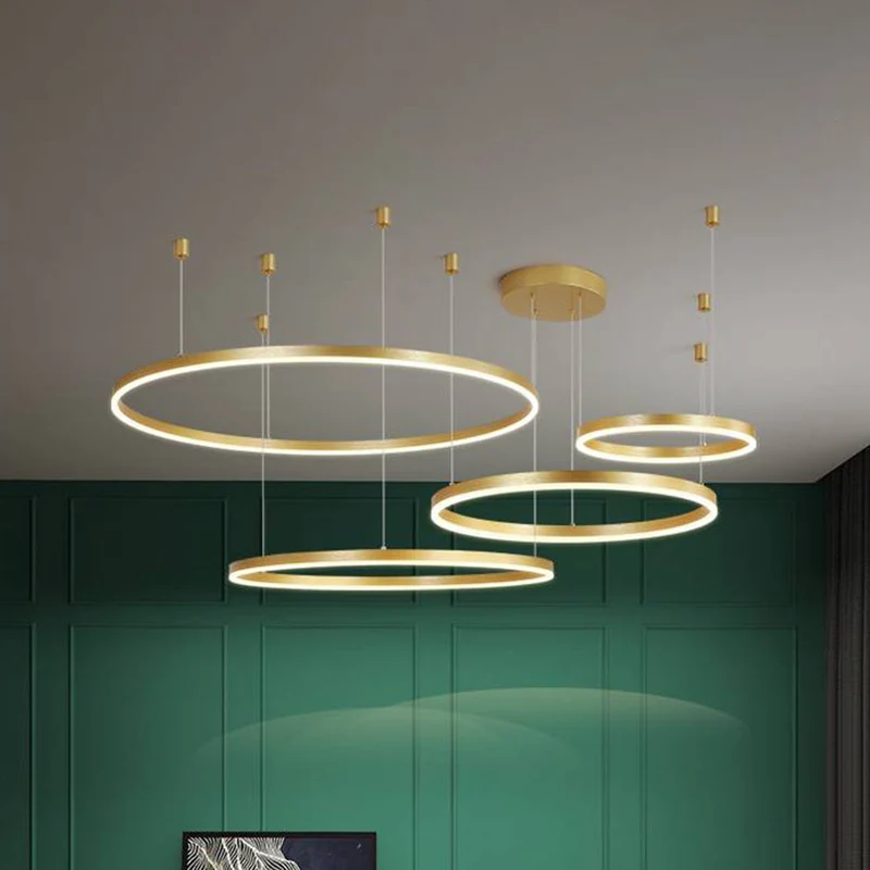 Moderne Hanglamp Cirkelvorm Metaal LED Dimbaar Zwart Goud Bruin Woonkamer Eetkamer Slaapkamer Verstelbaar | Sansoti