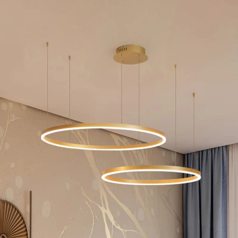 Moderne Hanglamp Cirkelvorm Metaal LED Dimbaar Zwart Goud Bruin Woonkamer Eetkamer Slaapkamer Verstelbaar | Sansoti