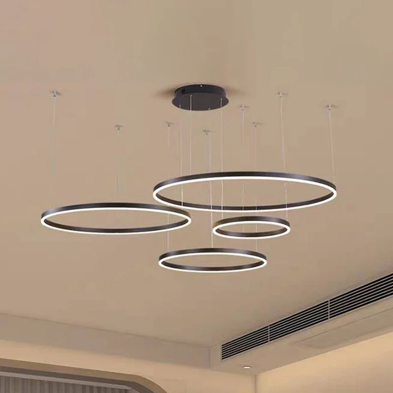 Moderne Hanglamp Cirkelvorm Metaal LED Dimbaar Zwart Goud Bruin Woonkamer Eetkamer Slaapkamer Verstelbaar | Sansoti