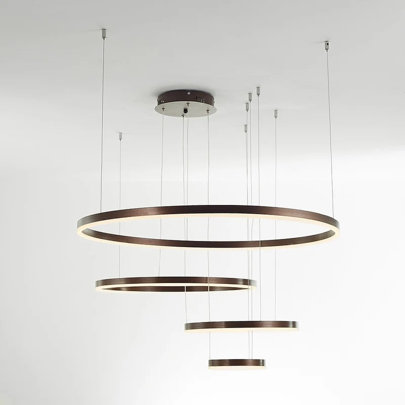 Moderne Hanglamp Cirkelvorm Metaal LED Dimbaar Zwart Goud Bruin Woonkamer Eetkamer Slaapkamer Verstelbaar | Sansoti