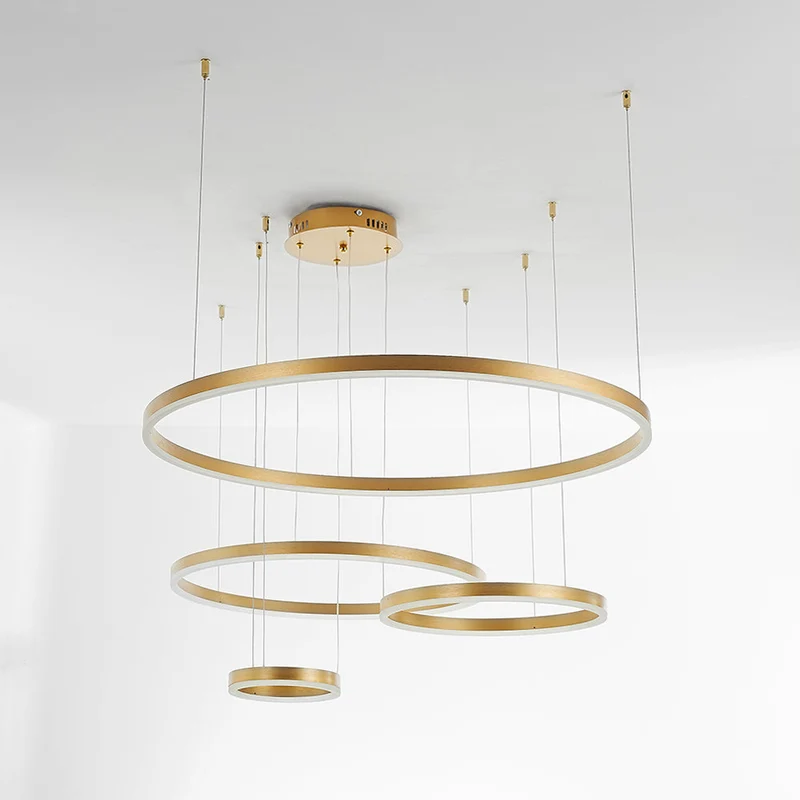 Moderne Hanglamp Cirkelvorm Metaal LED Dimbaar Zwart Goud Bruin Woonkamer Eetkamer Slaapkamer Verstelbaar | Sansoti