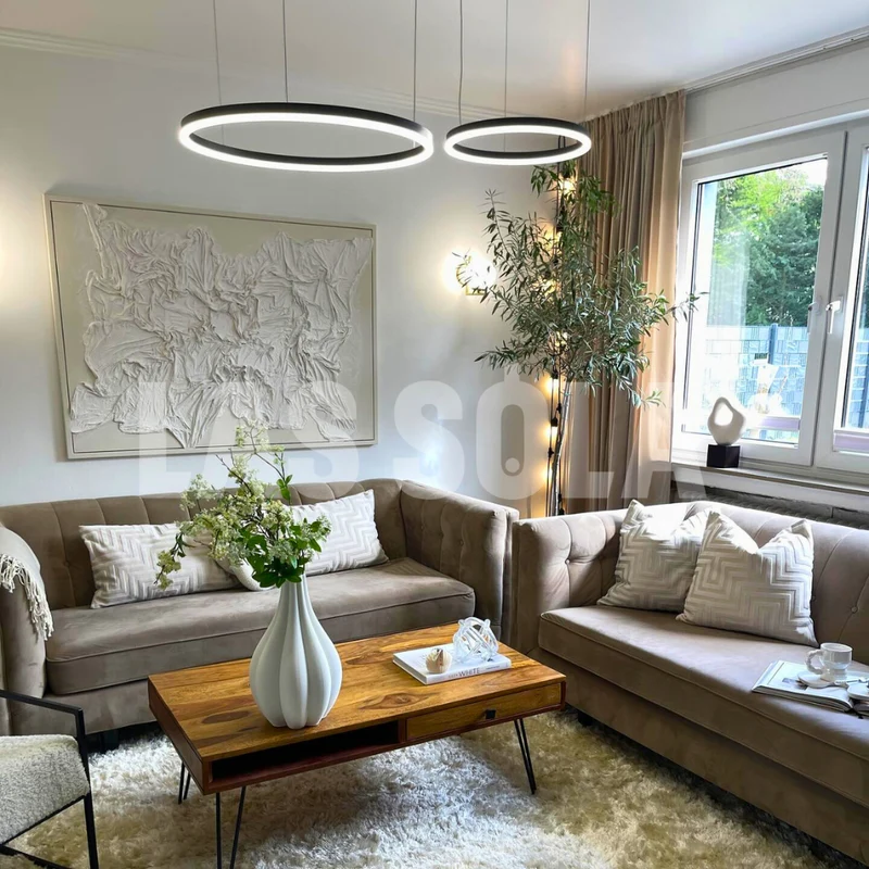 Moderne Hanglamp Cirkelvorm Metaal LED Dimbaar Zwart Goud Bruin Woonkamer Eetkamer Slaapkamer Verstelbaar | Sansoti