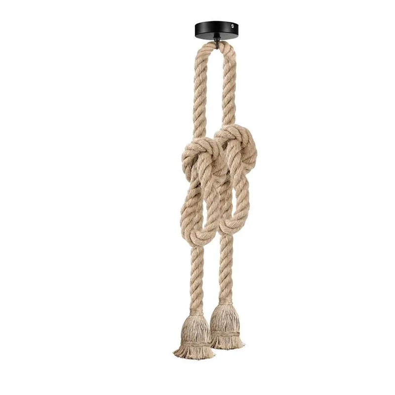 Rustikale Taulampe Hanfseil – Vintage Pendelleuchte Loft | E27 ~3496