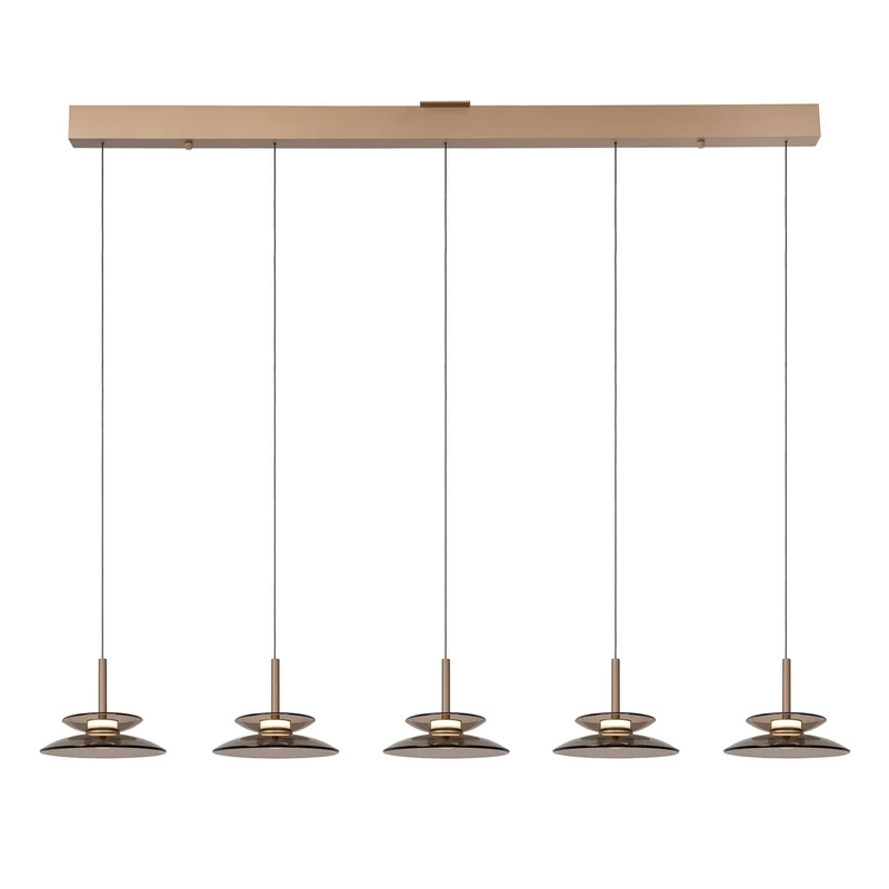 LED-Pendelleuchte Santiago 5-flammig dimmbar CCT Glas Amber 150cm
