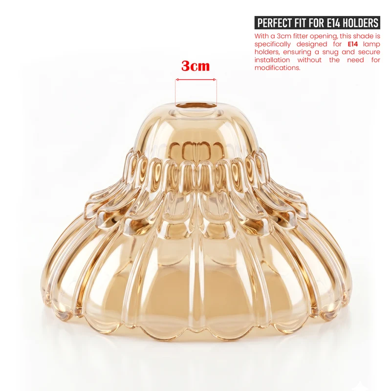 Glaslampenschirm Amber Blütenform Ø 17cm | Minimalistische E27 Ersatzglas ~3553