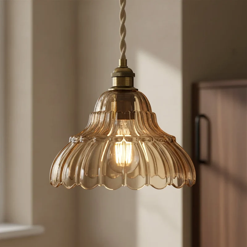 Glaslampenschirm Amber Blütenform Ø 17cm | Minimalistische E27 Ersatzglas ~3553