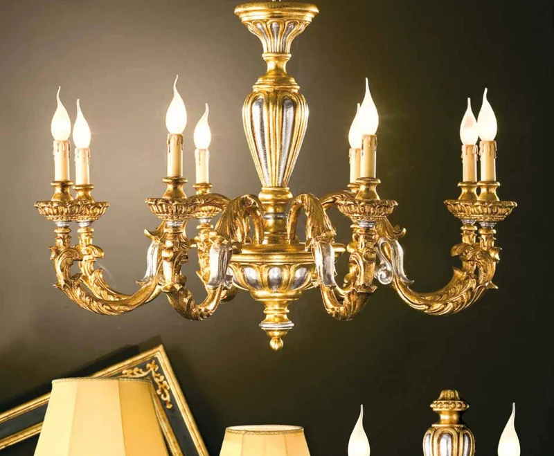 Casa Padrino Barock Kronleuchter Gold Ø 95 x H. 70 cm 8-flammig - Handgefertigte Leuchte aus Italien - Barock Leuchten