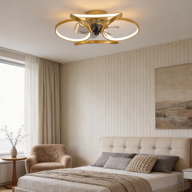 Plafondventilator Bloempetalen Design met LED-verlichting 24W Dimbaar Afstandsbediening Stil 3 Snelheden | Sansoti