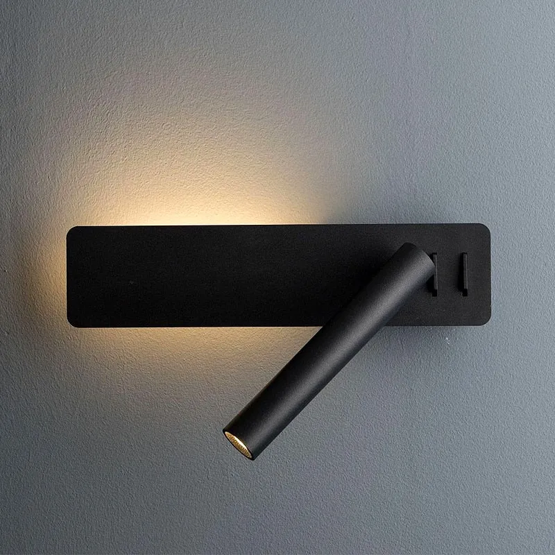 Draaibare LED Wandlamp met Verstelbare Lichtstraal voor Slaapkamer Leeshoek Woonkamer Moderne Wandverlichting | Sansoti