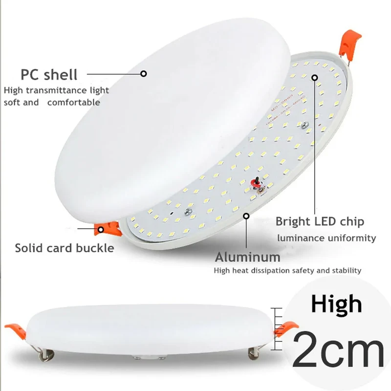 LED Ultraflaches Deckenpanel Einbau Rund & Quadratisch Kaltweiß ~3490