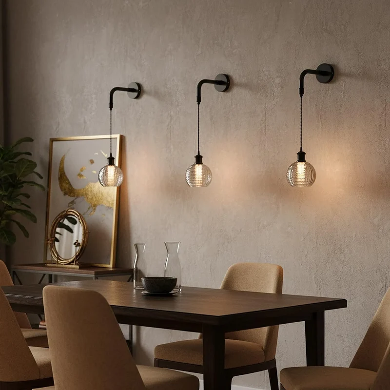 Moderne Wandlampe aus geripptem Glas | E27 Fassung ~3488