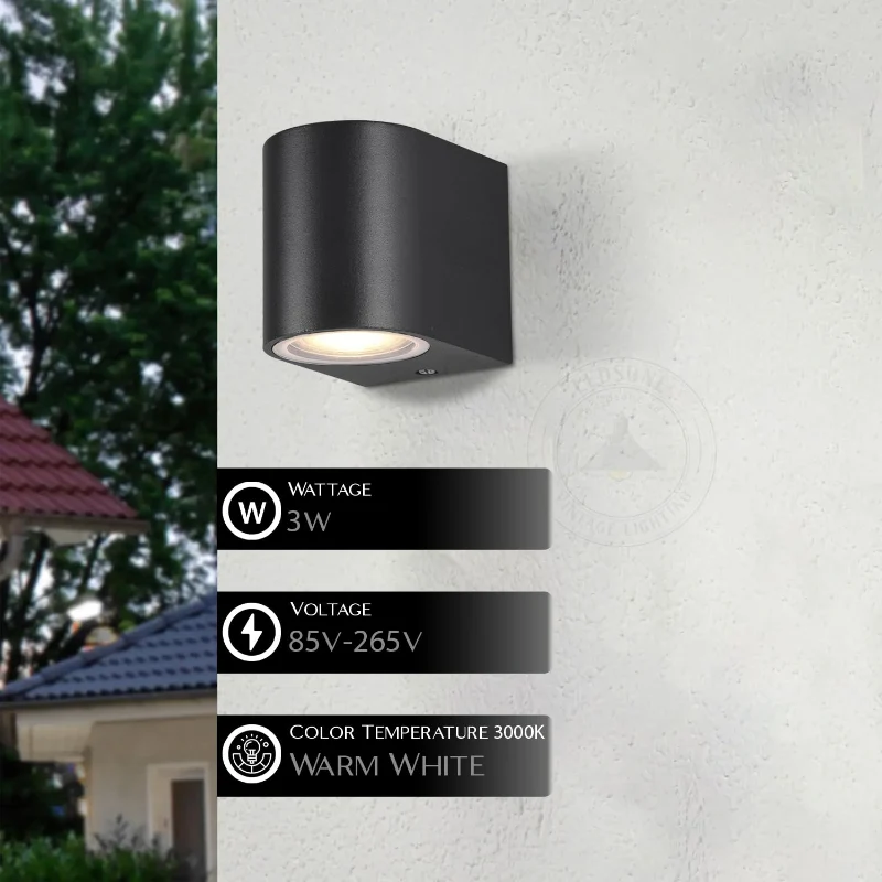 3W LED Wandlampe IP54 Warmweiß für Innen & Außen ~3485