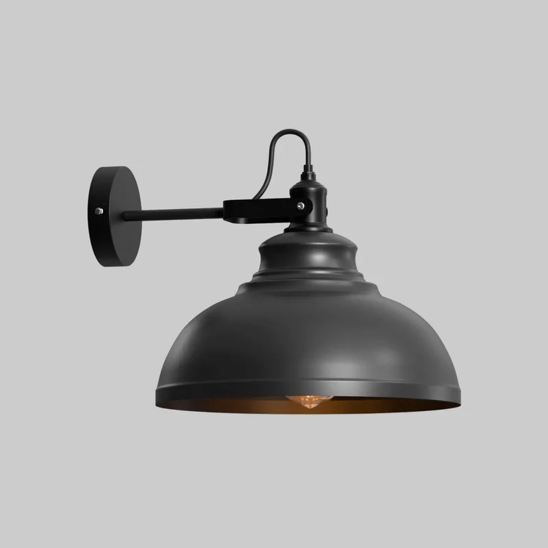 Industrielle verstellbare Wandleuchte mit mattschwarzem schirm ~3484