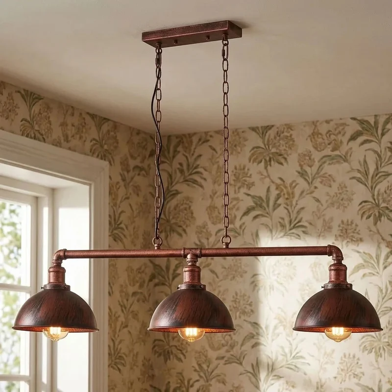 Ketten Hängelampe 3-flammig – Vintage Industrie Billardlampe | Ø21cm | E27 ~3543