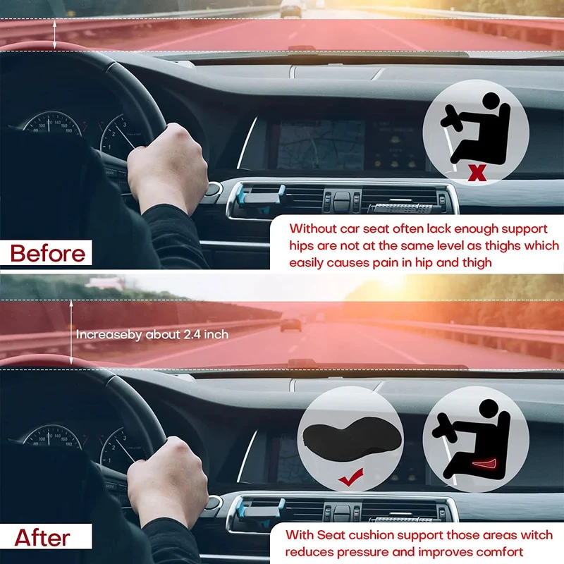 Ademend Autostoelkussen met Drukverlichting voor Ergonomisch Comfort en Optimale Ondersteuning tijdens het Rijden | Sansoti