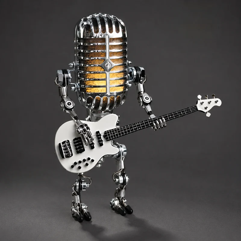 Tafellamp Robot met Gitaar Metaal Dimbaar LED Verlichting Bureau Nachtkastje Modern Speels Design Kind | Sansoti