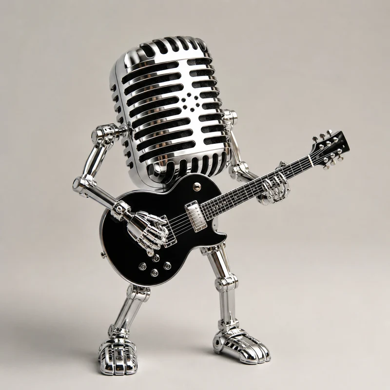 Tafellamp Robot met Gitaar Metaal Dimbaar LED Verlichting Bureau Nachtkastje Modern Speels Design Kind | Sansoti
