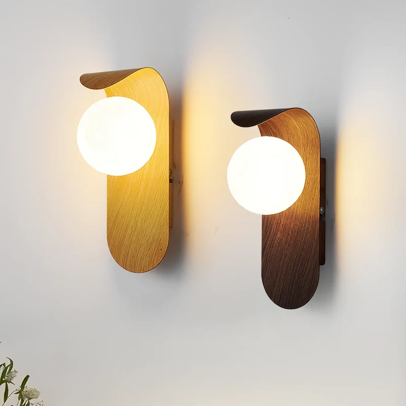 Houten wandlamp G9 LED metaal 13x25cm warm wit licht minimalistisch modern interieur woonkamer slaapkamer | Sansoti
