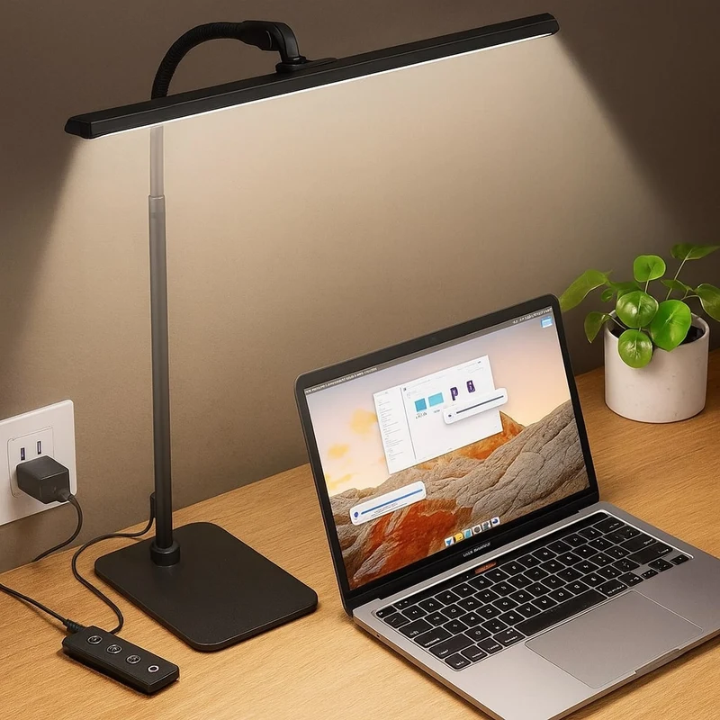 Verstelbare Bureaulamp met Dimfunctie – Flexibele Arm Tafelverlichting voor Kantoor Studeerkamer en Thuiswerken | Sansoti