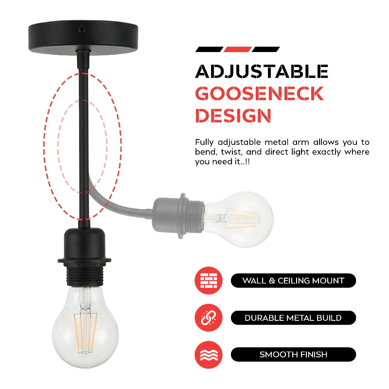 2er Pack Schwanenhals Wand & Deckenleuchte flexibel Lampe ~3480