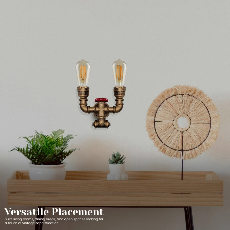 Steampunk Wandlampe Gebürstetes Kupfer Wandleuchten ~3475