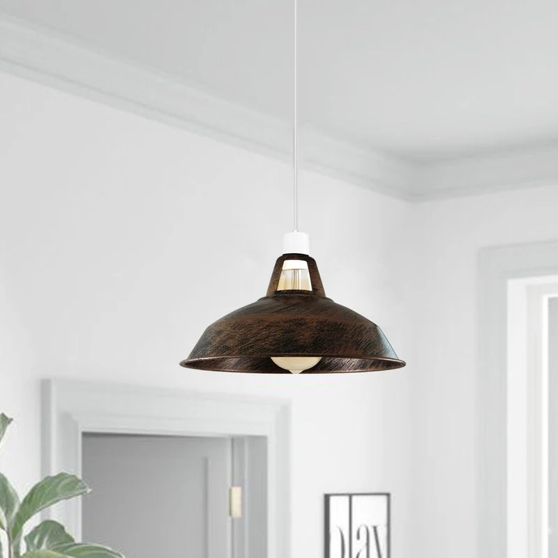 Lampada Sospensione Industriale Gialla Fessura Retrò E27 B22 ~3424