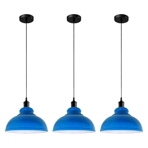 All Seasons Life 3pz Lampada Sospensione Industriale Vintage Metallo ~3422