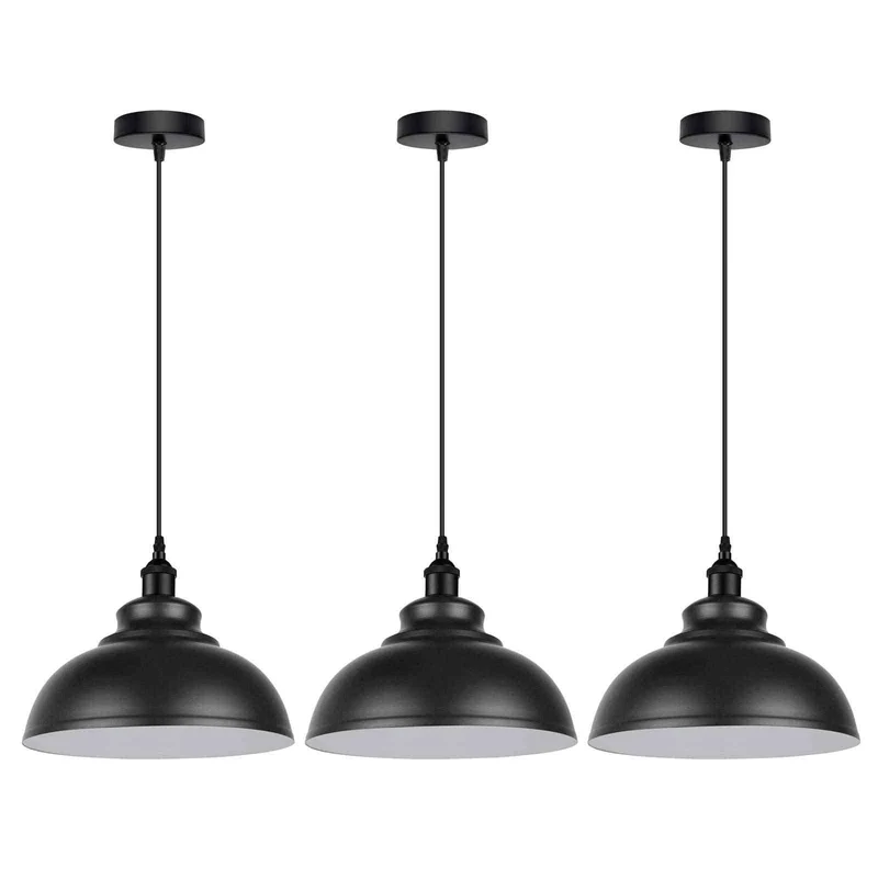 All Seasons Life 3pz Lampada Sospensione Industriale Vintage Metallo ~3422