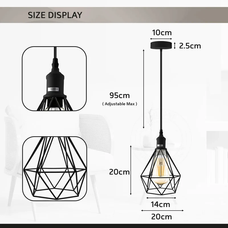 E27 Industrial Vintage Decken Hänge Blau Pendelleuchte Käfig~3534
