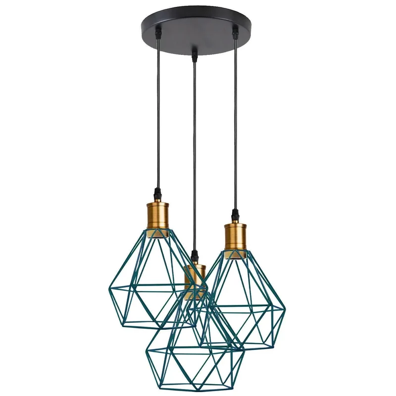 Industriell 3-flammige Cluster Pendelleuchte mit Verstellbarem Kabel~3533